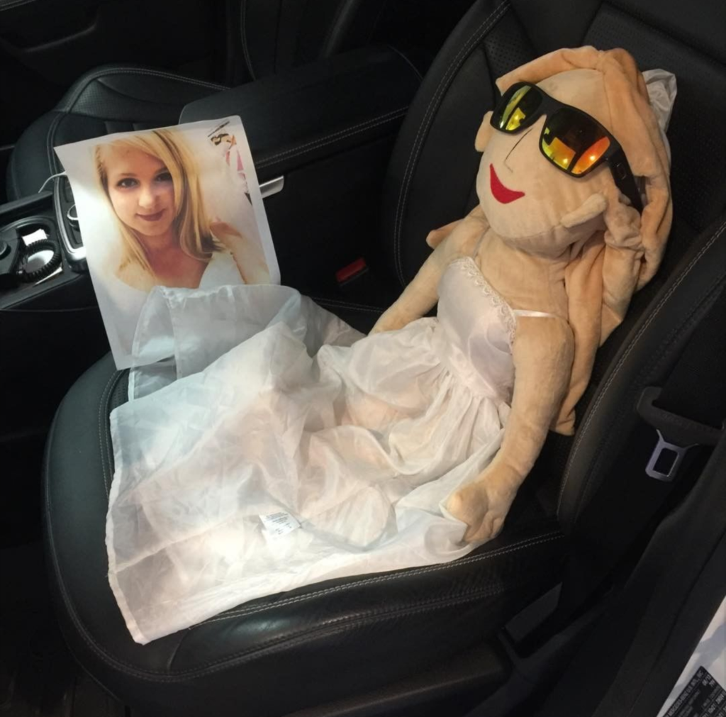 Married woman selfie in car 
