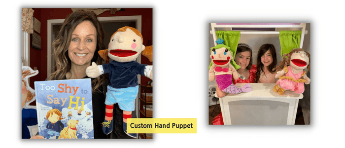 custom puppet of kids drawing